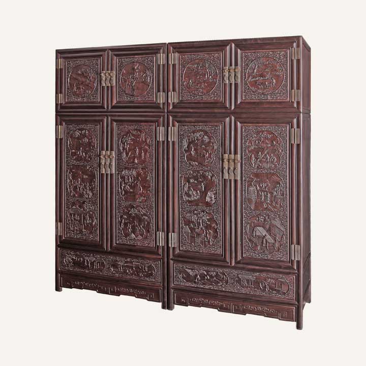 渔樵耕读顶箱柜