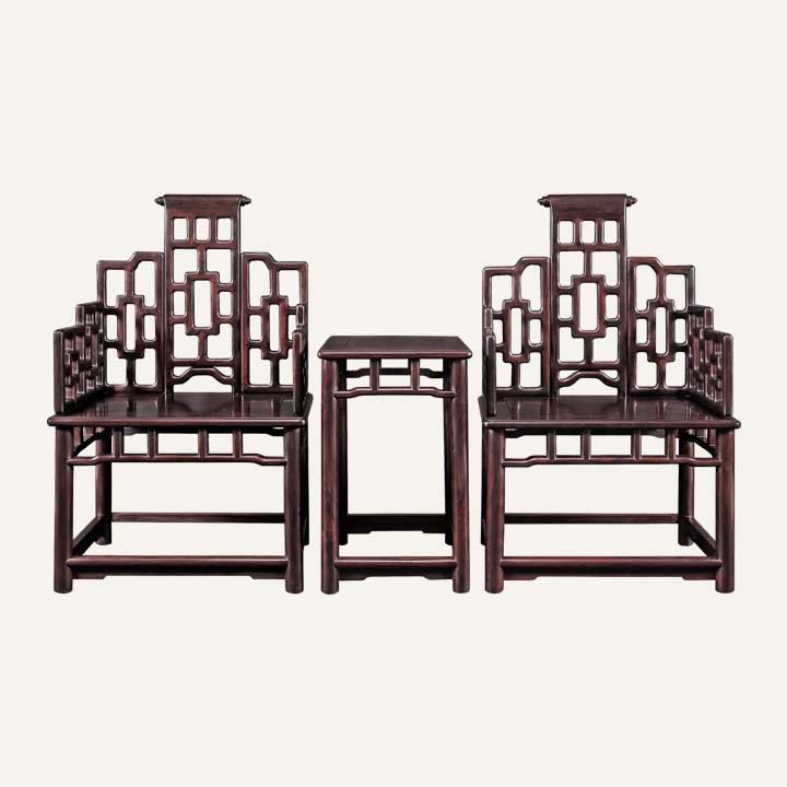 方格太师椅三件套