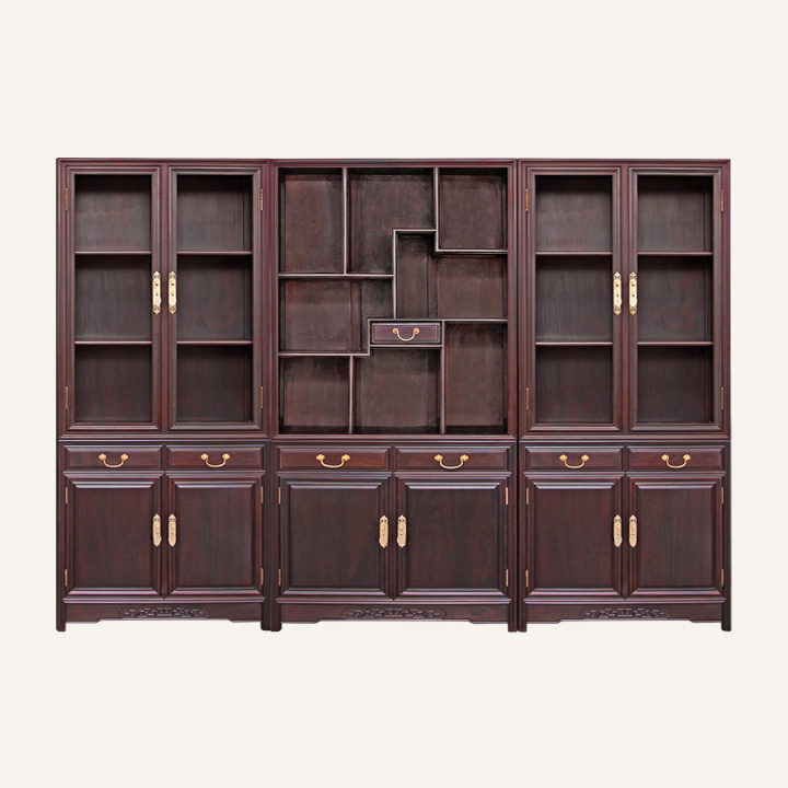 素面直角书柜三组合2