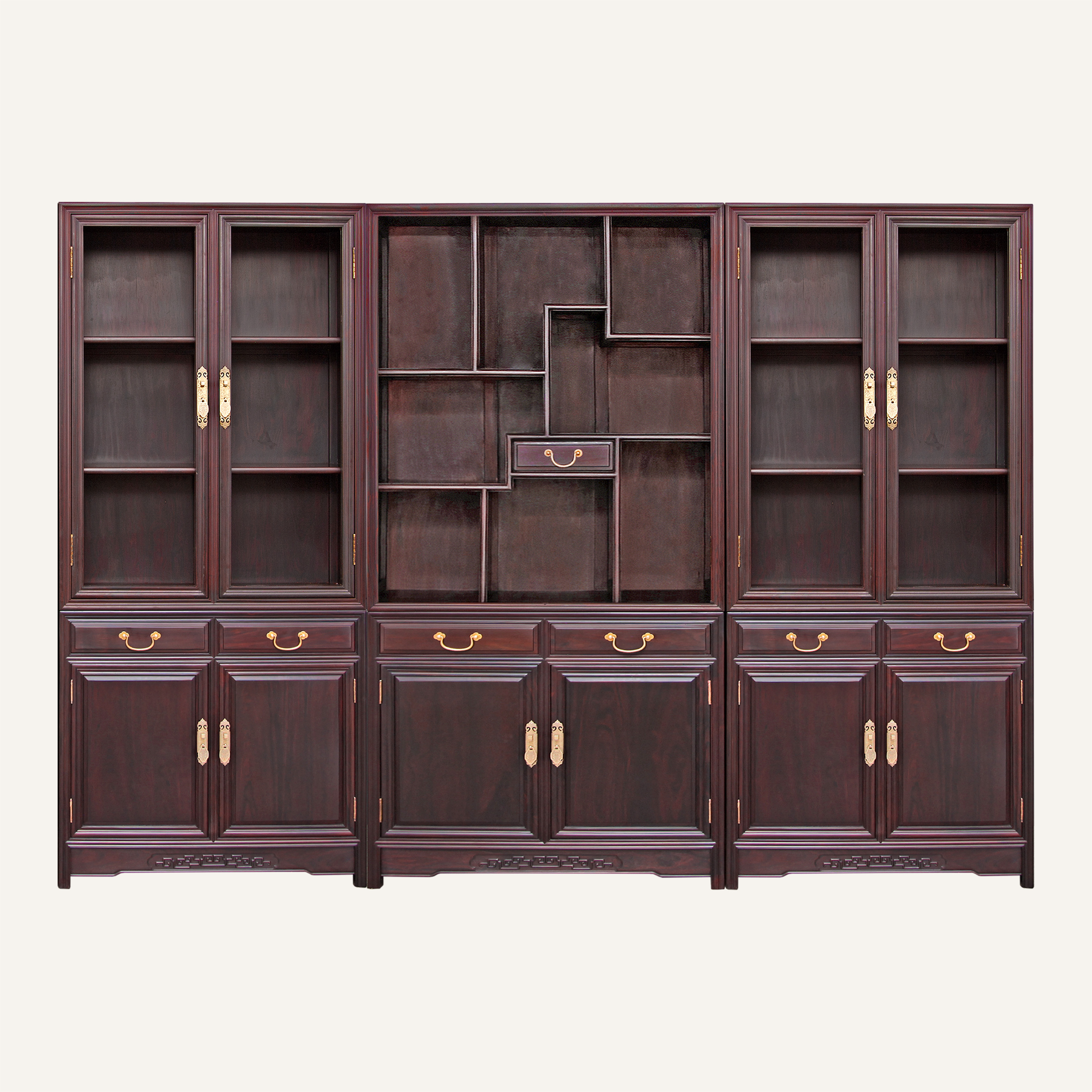 素面直角书柜三组合2