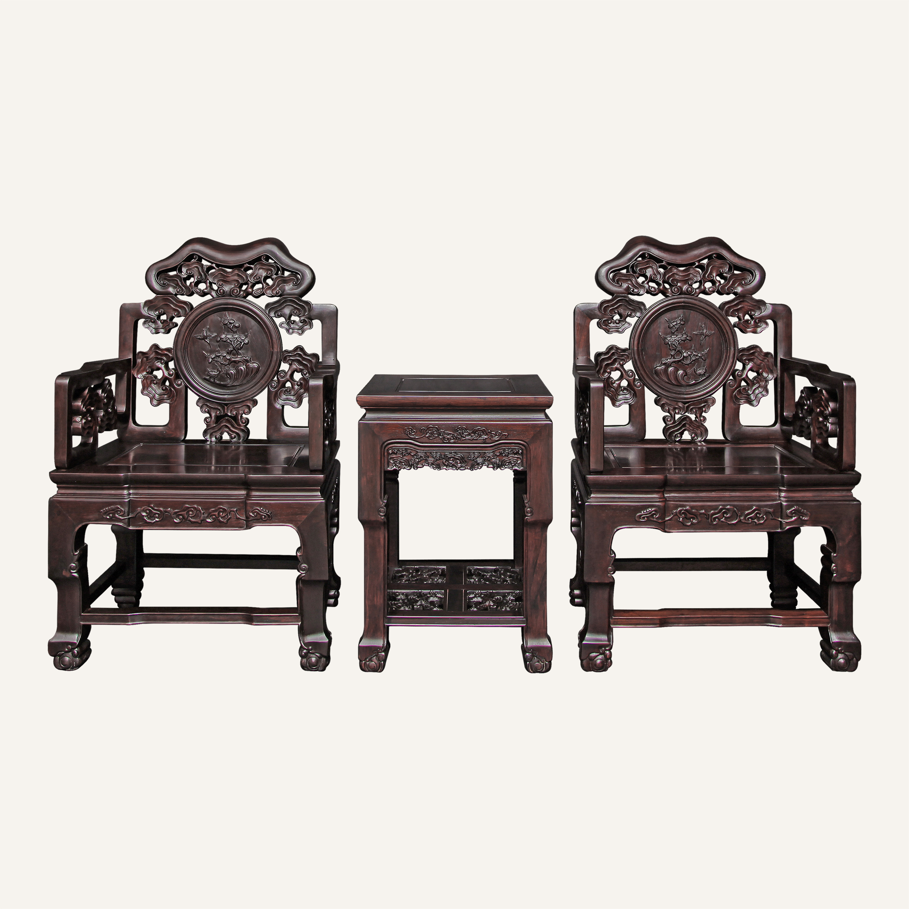 灵芝太师椅三件套