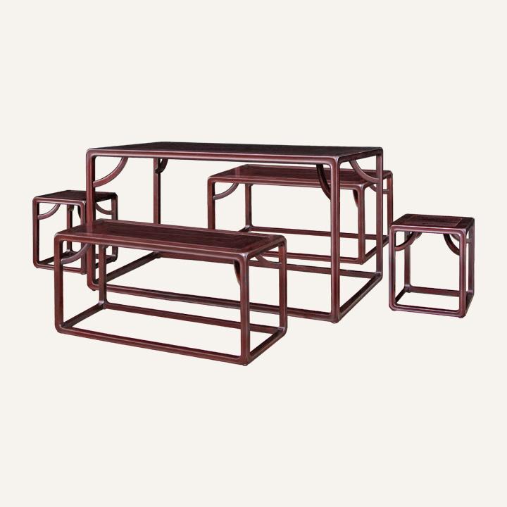 长方茶桌五件套